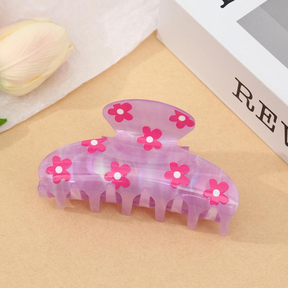 

Smiley Face Flower Shark Claw Clip - Cute Acrylic Hair Accessory for Girls