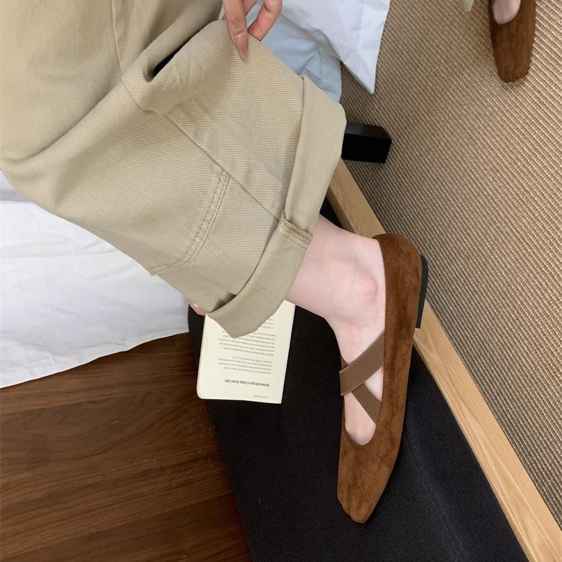 Retro Mori Square Head Thick Heel Light Mouth Single Shoes Women's Autumn Cross with Ballet Fairy Style Soft Sole Mary Jane Doudou Shoes