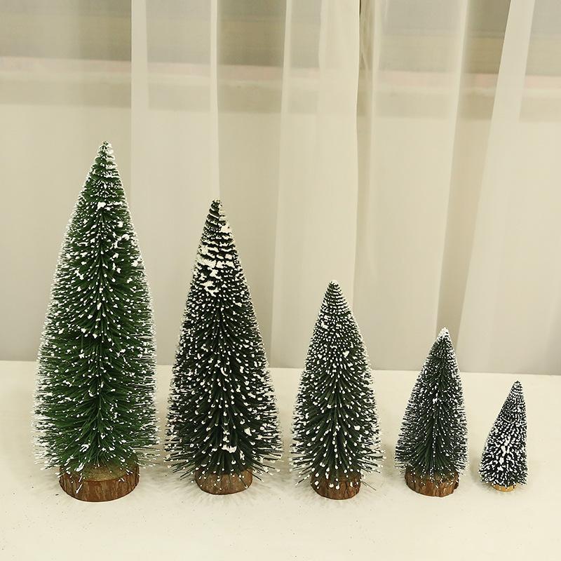 5 Pcs Different Size Pine Needles Tree with Snow, Mini Table Christmas Tree, Christmas Tree Gift for Kids and Friends, New Year's Tree Decoration