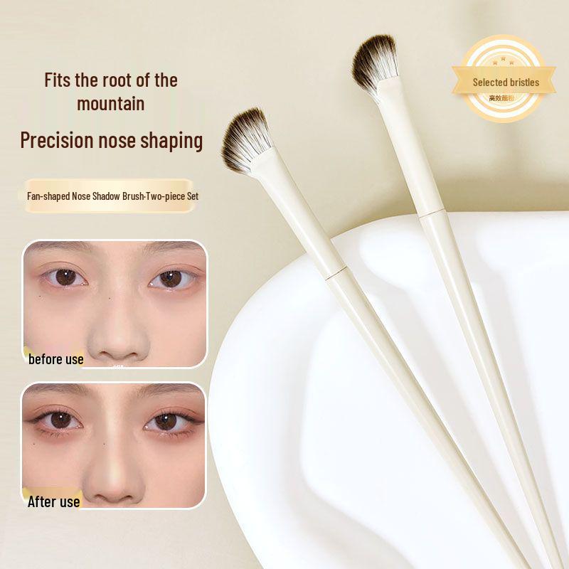 Cloud Porcelain 5-Piece Makeup Brush Set: Eyeshadow, Blush, Stippling, Nose, Under-Eye, and Eyeliner Brushes