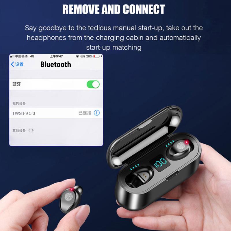 Buy F9 TWS Bluetooth 5.0 Headphone Stereo Wireless Earbuds Sport Earphone  Handsfree Gaming Headset at affordable prices — free shipping, real reviews  with photos — Joom