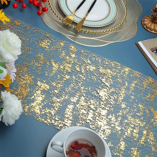 Table Runner Roll, Glitter Gold Foil Mesh Table Runner Decorative Dining Table Centerpiece for Party, Wedding, Baby Shower, Christmas