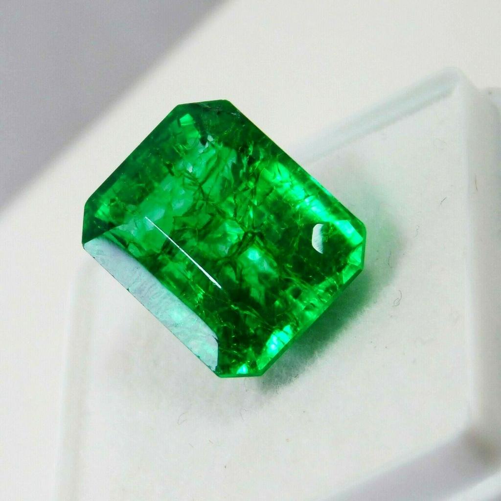 Emerald 10.20 Ct CERTIFIED Natural Green Emerald Cut Colombian Loose Gemstone Emerald -123 002