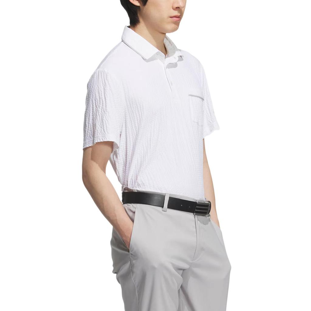 adidas Seersucker Rahat Moda Basit Çok Yönlü Kısa Kollu Polo Yaka Erkek Üst Beyaz JE7149