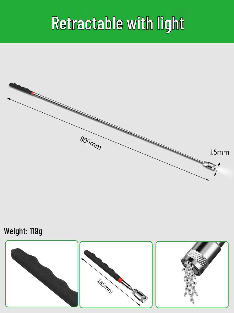 Baolian Magnetic Pickup Tool with Light - Auto Repair & Household Bendable Metal Stick