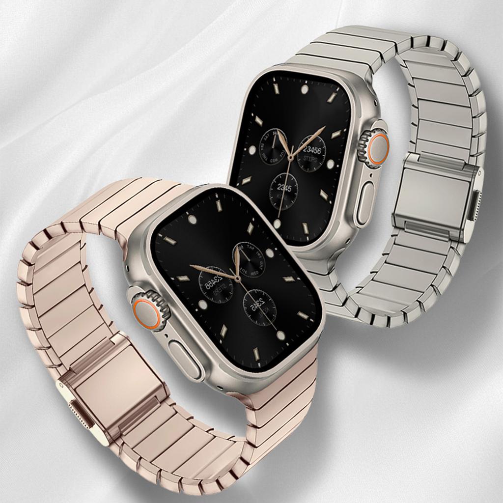Men Titanium Bracelet for Apple Watch Band Ultra 3/2/1 49mm 11 10 46mm Magnetic Buckle Strap for Iwatch Series 9 8 7 SE 44 45mm