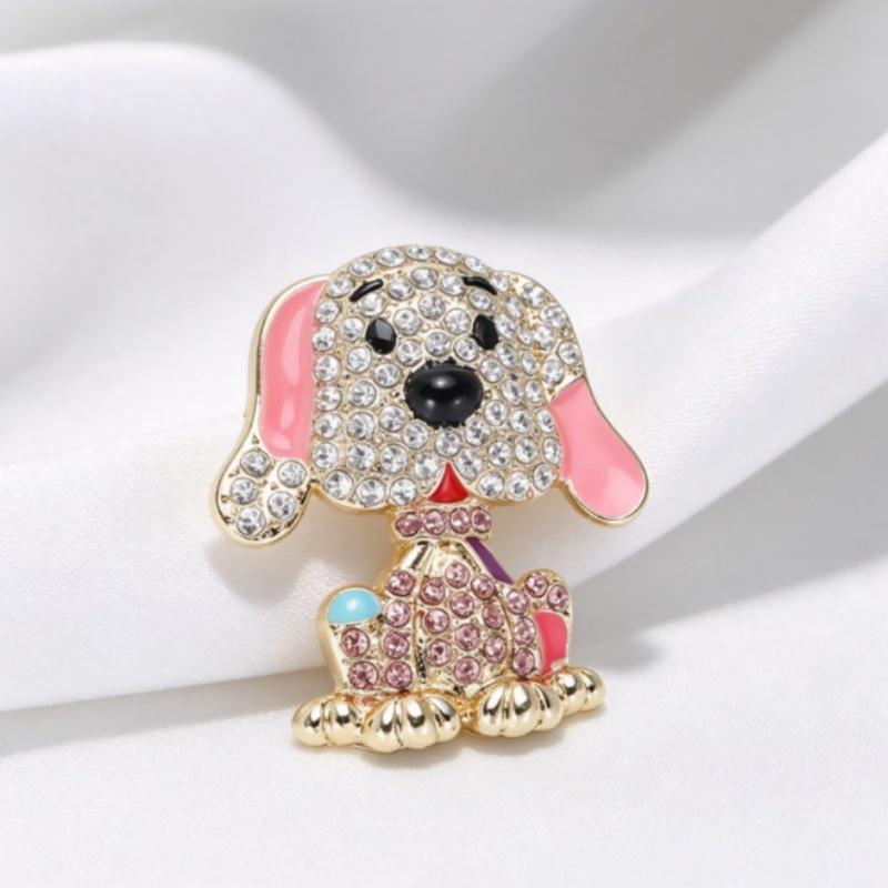 Cute Dog Brooches With Sparkling Plastics Enamel Details For Daily Wear Gifts For Dog Lovers Accessory