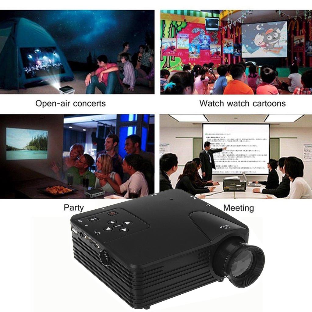 H80 Mini Portable video LED Projector Full HD 1080P Home Theater AV/VGA/SD/USB/HDMI pocket TV 3D