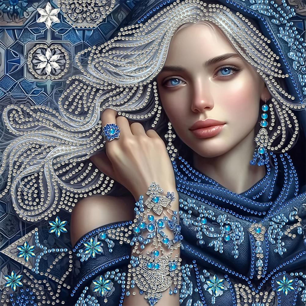 5D DIY Partial Special Shaped Drill Diamond Painting Kit Lady Decoration 30x30cm