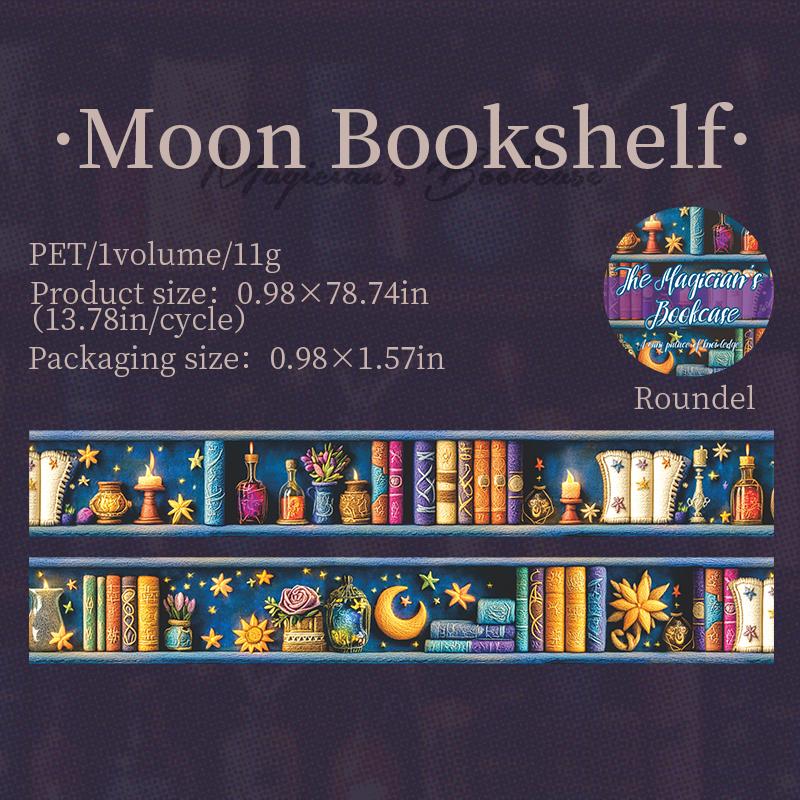 2m/roll Magician Bookcase Series PET Stickers Creative Collage For DIY Journal Scrapbooking Material Aesthetic Masking Tape