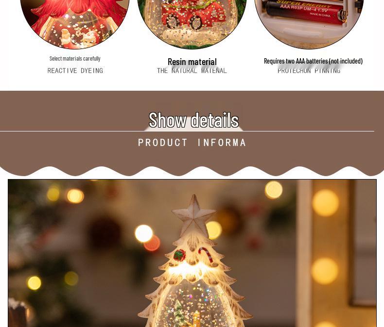 Christmas Tree Luminous Crystal Ball Ornament – Tabletop Snowing Night Light Decoration