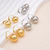 Smooth Metal Hollow Round Ball Dangle Earrings for Women Stainless Steel Hoop Earrings Ears Stud Piercing Fashion Jewelry Gifts
