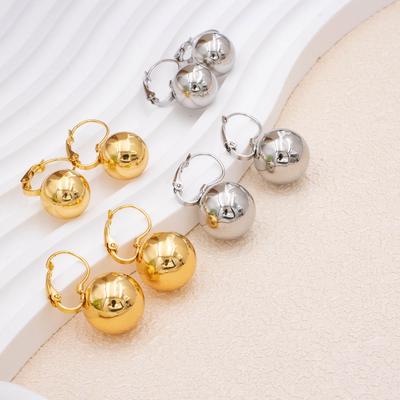 Glatte Metall Hohl Runde Kugel Hängende Ohrringe für Damen Edelstahl Creolen Ohrstecker Piercing Modeschmuck Geschenke