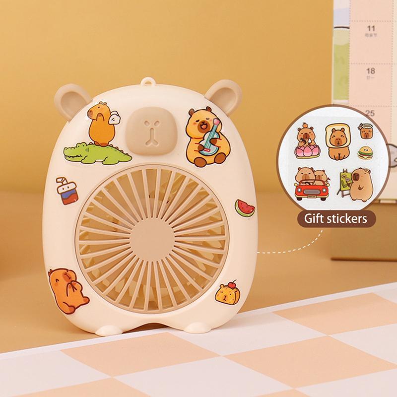 Roztomilá kapybara mini přenosný ventilátor ruční malý ventilátor USB nabíjení 3 rychlosti ruční ventilátor vhodný pro kancelář venkovní cestování kempování