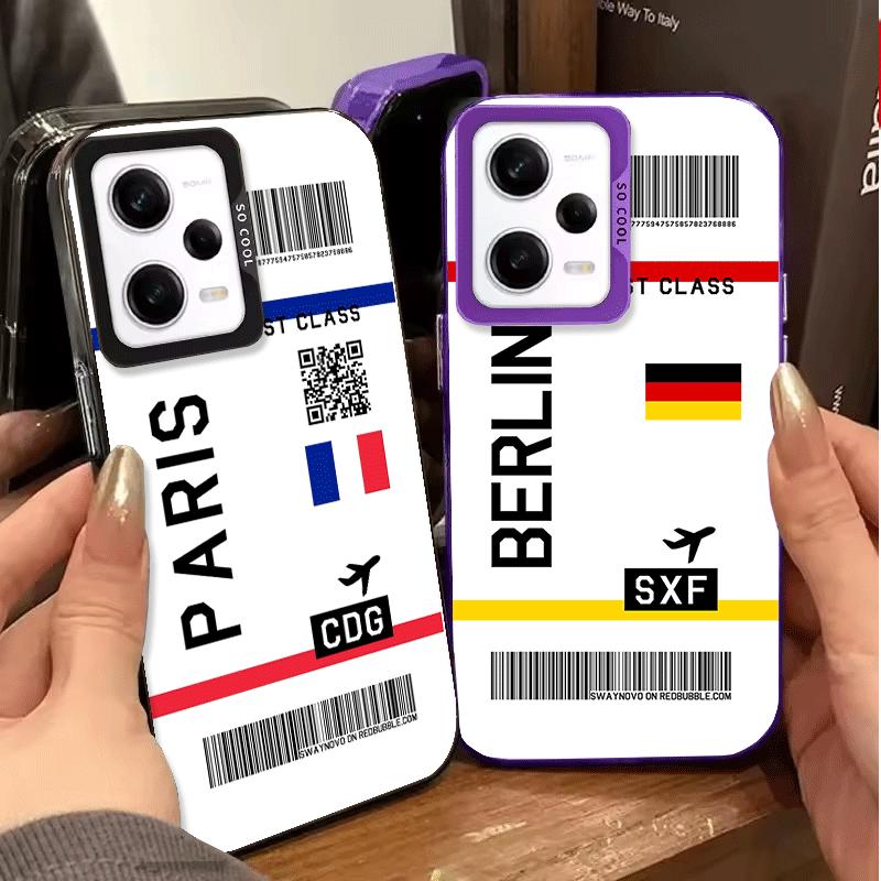 Travel Air Ticket Label Shockproof Phone Case for Xiaomi Redmi Note 15 14 13 12 Pro Plus 11 11S 11T 5G Cover Anti Fall Fundas