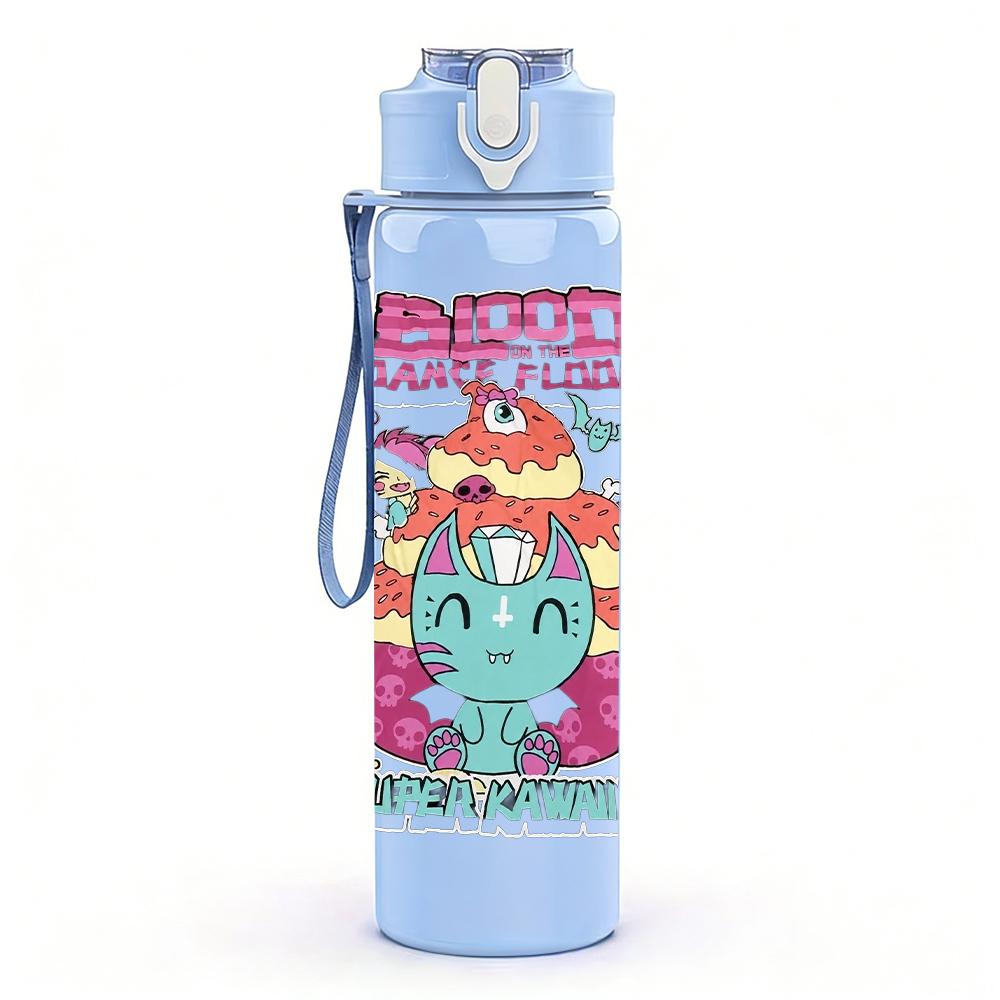 1PC Colorful Retro Rainbow Cartoon Print 750ml Portable Sports Water Bottle Leakproof Gym Outdoor Travel Drink Cup