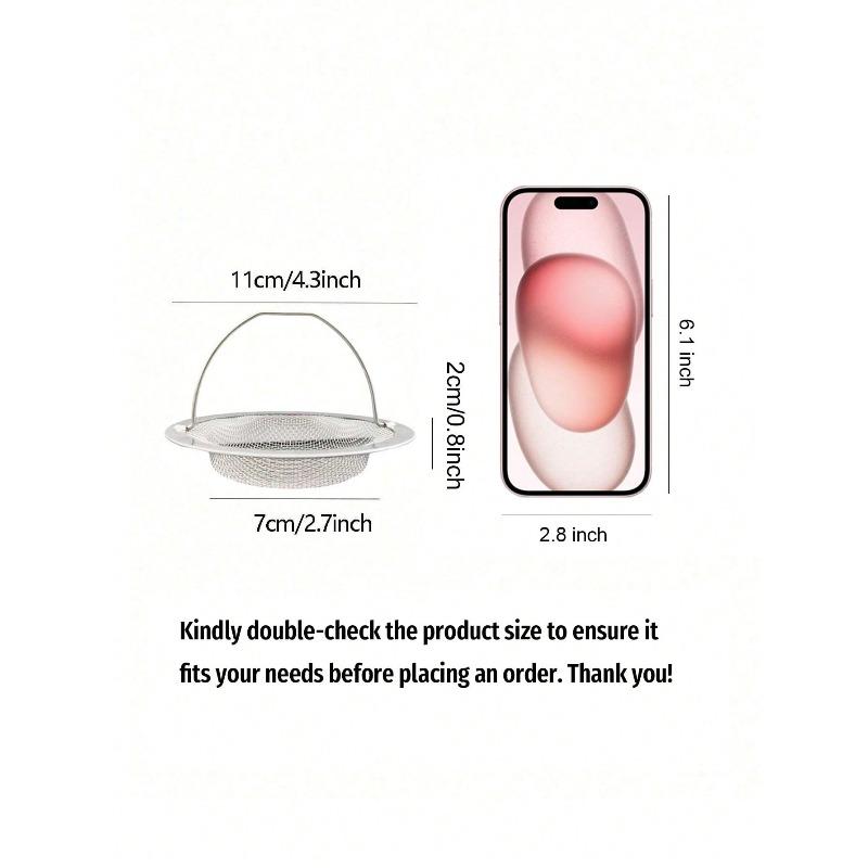 Stainless Steel Sink Strainer Basket-Universal Fine-Mesh Food Catcher for Kitchen Drains,Easy-Clean Filter with Anti-Rust Design