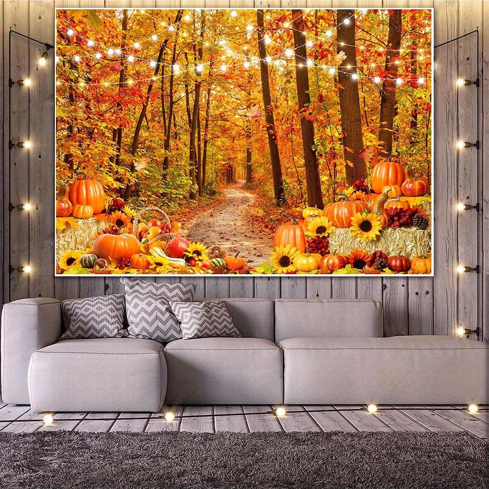 1 piece of photography background cloth Thanksgiving forest natural scenery autumn harvest pumpkin party decoration