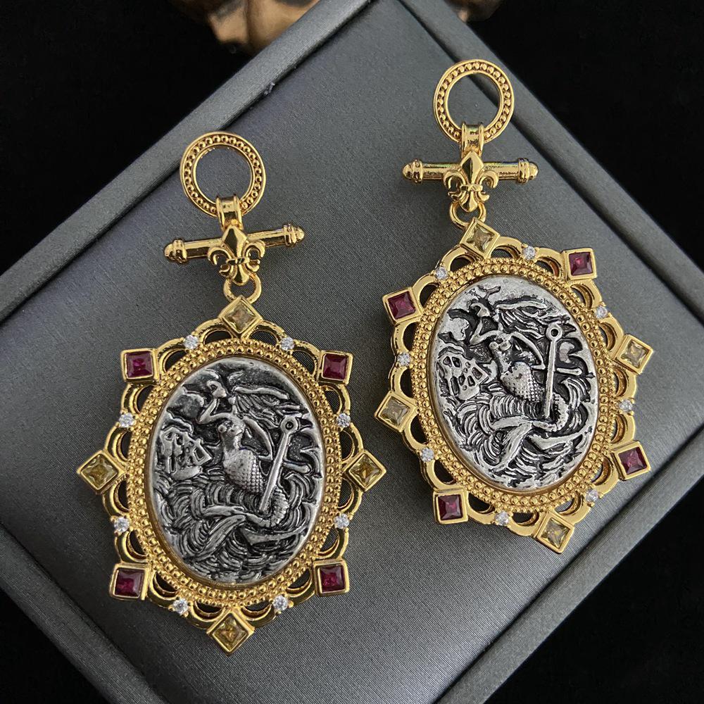 

Винтажные серьги в китайском стиле, изготовленные итальянскими мастерами: Ретро медные монеты с золотым покрытием