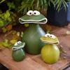 Garten Frosch Statue mit großem Maul Outdoor Frosch Dekorationen Garten zum Dekorieren Terrasse Balkon und Rasen Kreatives Tischornament NEU