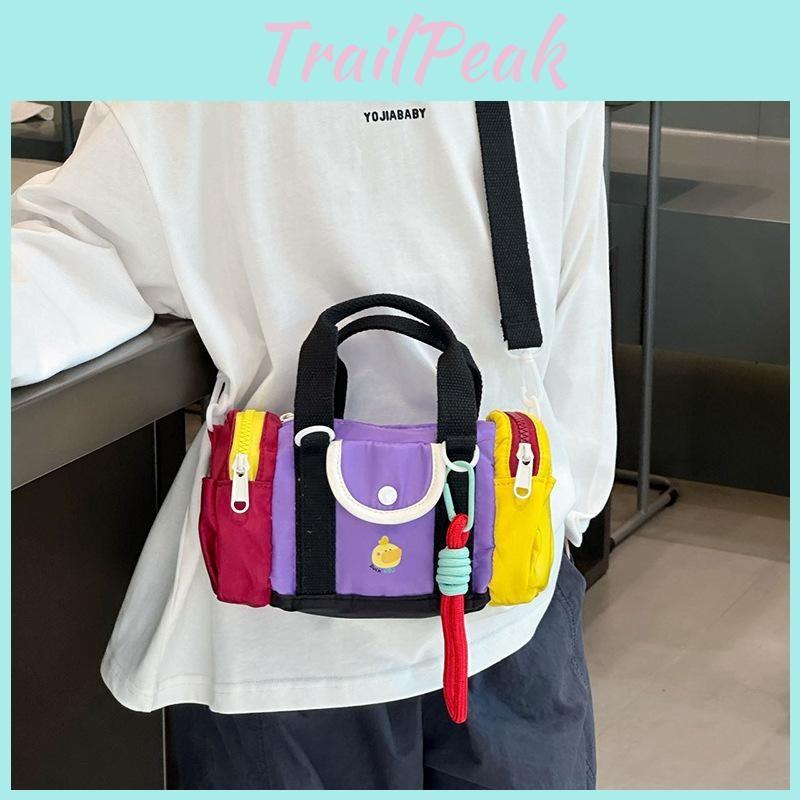 Design Blocking Color Kid Casual Single Shoulder Cylindrical Bag Pendant With