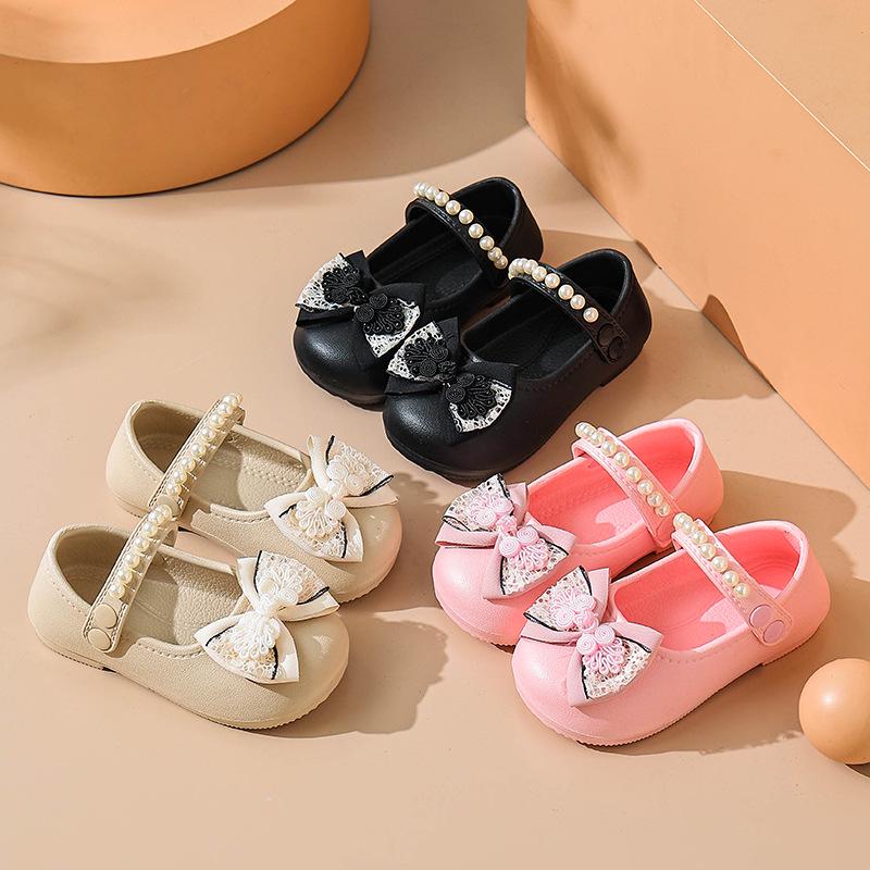 EVA Girls Princess Bow Loafers - Chinese Style, Soft Sole, Non-slip Shoes for Spring/Autumn
