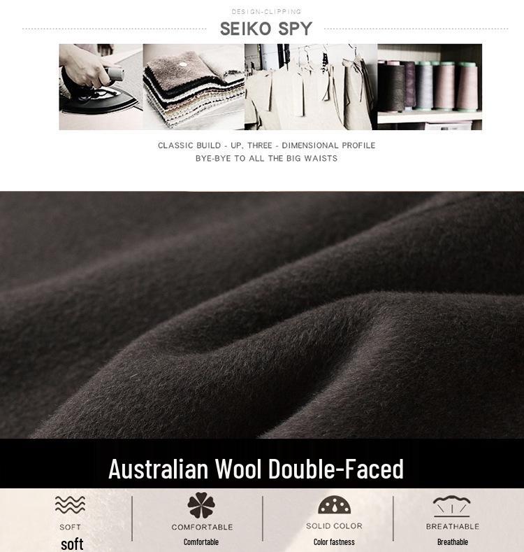 Women's Plus Size Mid-Length Wool Coat - Double-Sided, Fashionable Autumn/Winter Outerwear for Middle-Aged and Elderly