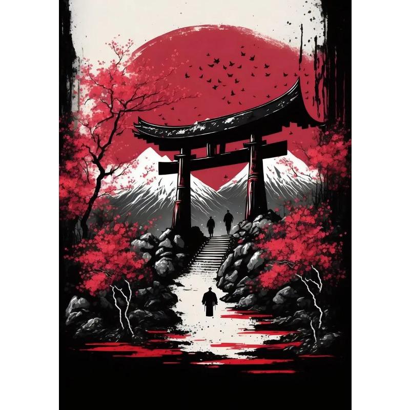 

Japanese Famous Samurai Fujiyama Sakura Landscape Posters and Prints Canvas Printing Wall Art Picture for Living Room Home De 21X30CMNo Framed