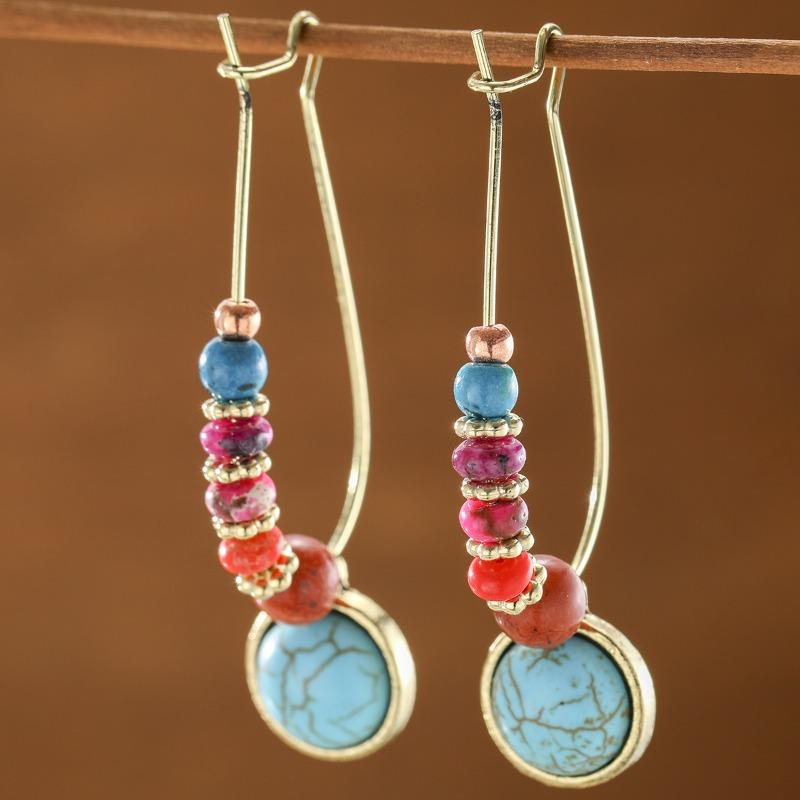 Винтажные минималистичные этнические серьги-подвески с разноцветными бусинами для женской праздничной вечеринки, праздничные подарки, памятные аксессуары