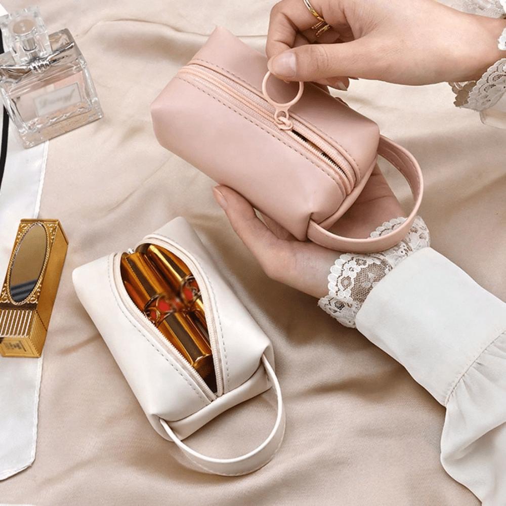 High Capacity Portable Lipstick Cosmetic Bag Mini Key Coin Purse PU Leather Bag For Jewelry Makeup Travel Toiletry Organizer Essentials
