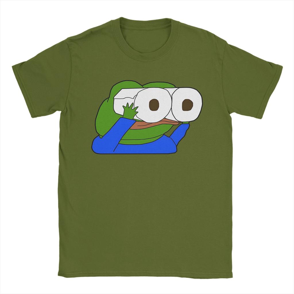 Pepes Toilet Paper Roll Binoculars Printed T Shirt Men Women Funny Meme Pure Cotton Tee Shirt Clothing