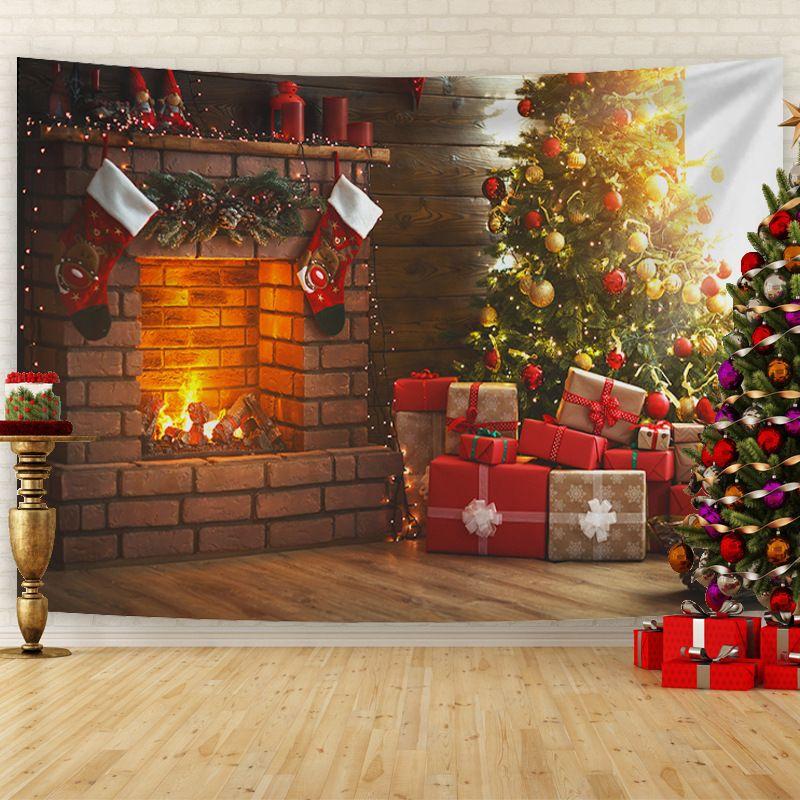 Tapestry Bohemian Style Christmas Fireplace 75x100 чёрный