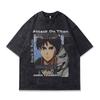 Japanese Anime Direct Print Short Sleeve T-Shirt For Men And Women Street Retro Washed Old Half Sleeve Vintage Top