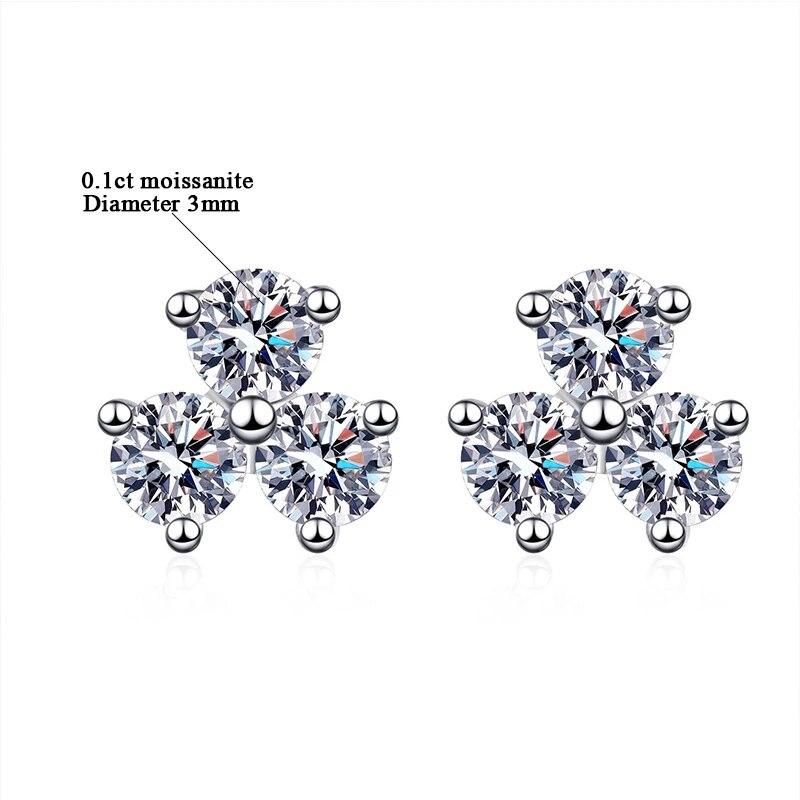 Moissanite Stud Earrings For Women D Color Vvs1 Lab Diamond White Gold Plated 925 Sterling Silver Earring Luxury Jewelry