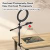 Overhead Phone Stand Desk Mount Adjustable Arm with Gimbal 16cm Fill Light for Live Streaming Video Recording