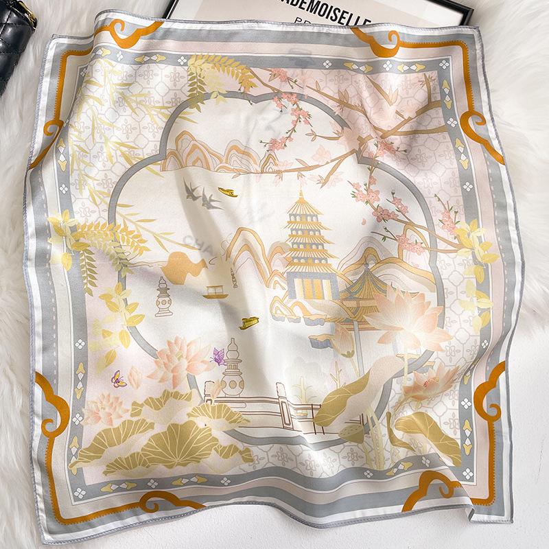 100% Pure Silk Scarf Women Neck Foulard Luxury High Quality Bandana Square Headband Hijab Print Poncho Scarves Pashmina