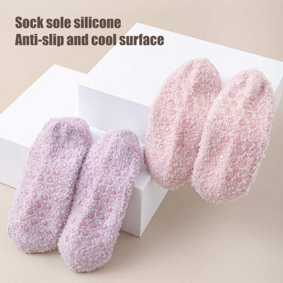 1 Paar Bodensocken Schweißabsorbierend Rutschfest Hochelastische Bündchen Flanellsocken Winter Indoor Warme Knöchelsocken Schuhwerk
