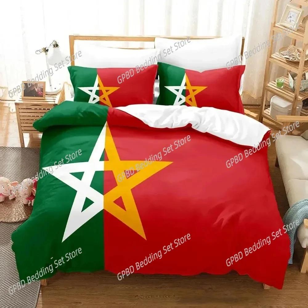 3D Print Morocco Flag Bedding Set For Bedroom Soft Modern Bedspreads Comefortable Kids Duvet Cover Quilt Cover And Pillowcase