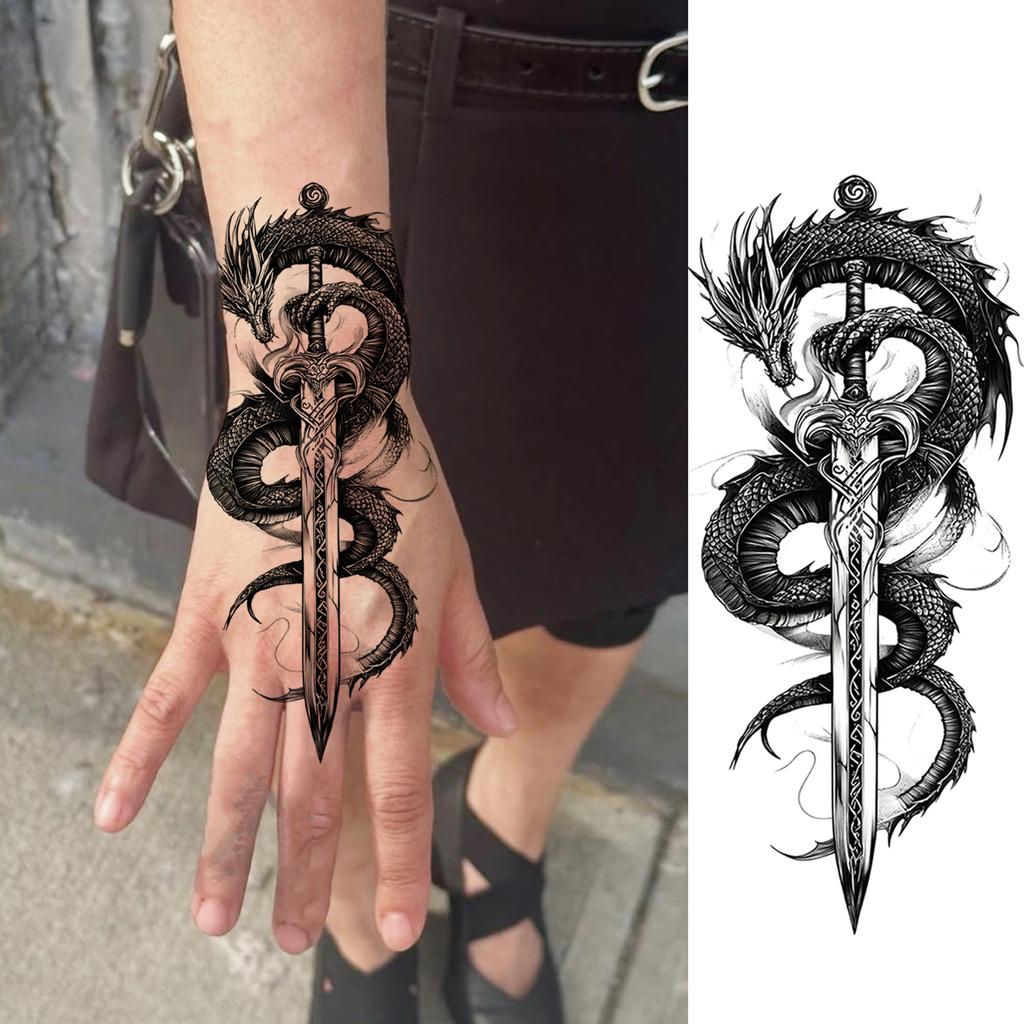 1 Sheet Halloween Dark Gothic Phoenix Temporary Tattoo For Men Women Neck Forearm, Waterproof Realistic Temp Fake Tatoo Stickers