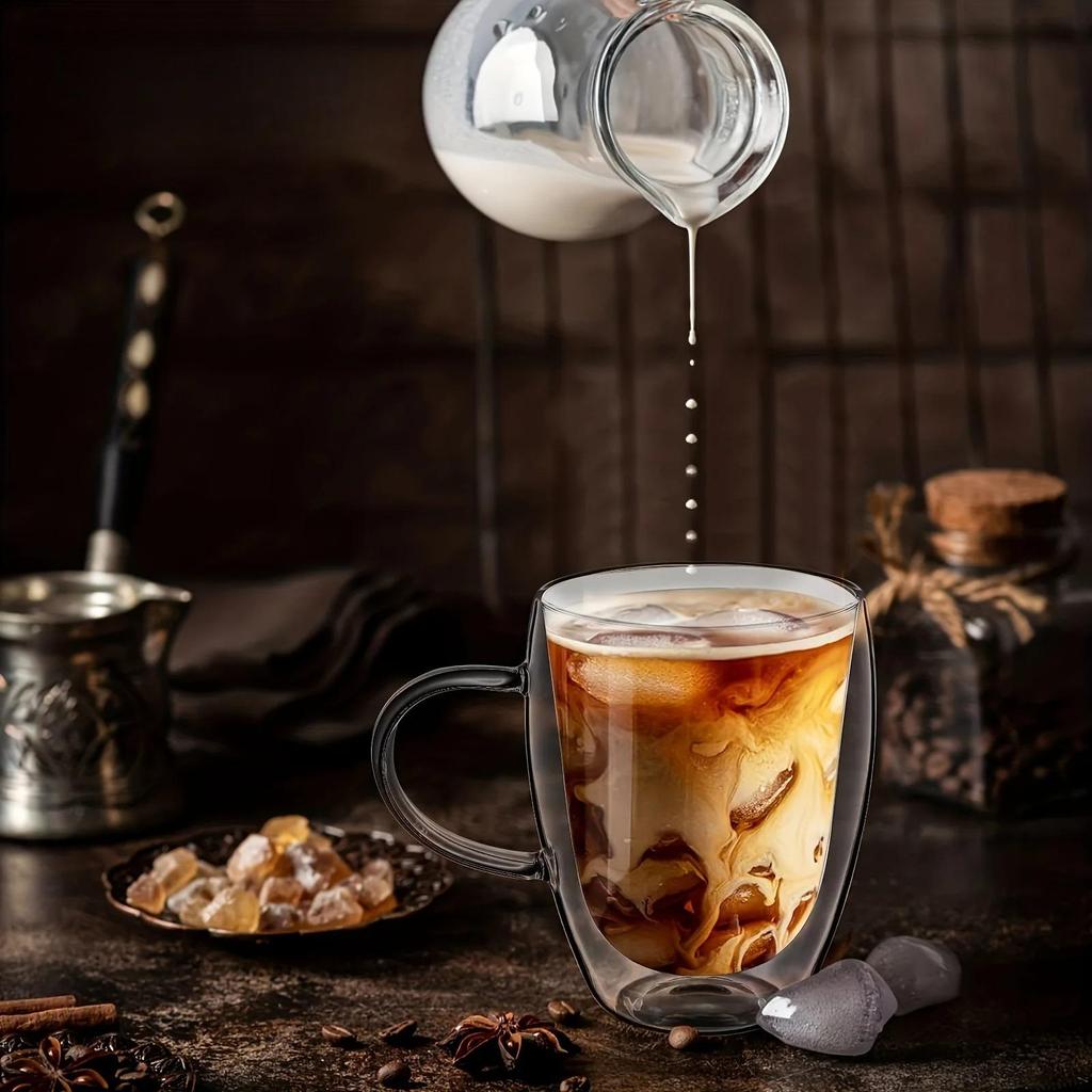 Double Wall Glass Coffee Mug 350ml Transparent Cappuccino Cup for Milk Tea Juice 2/4/6Pcs