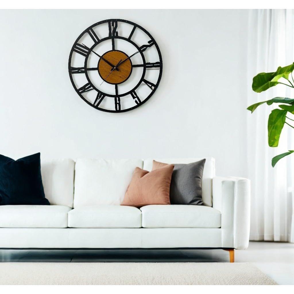 Clock for Living Room, Bedroom, Office, Kitchen, Home and Hall | Antique Fancy Big Size Modern Wall Watch for Home Decor (ST-12 Wood, 60 CM)