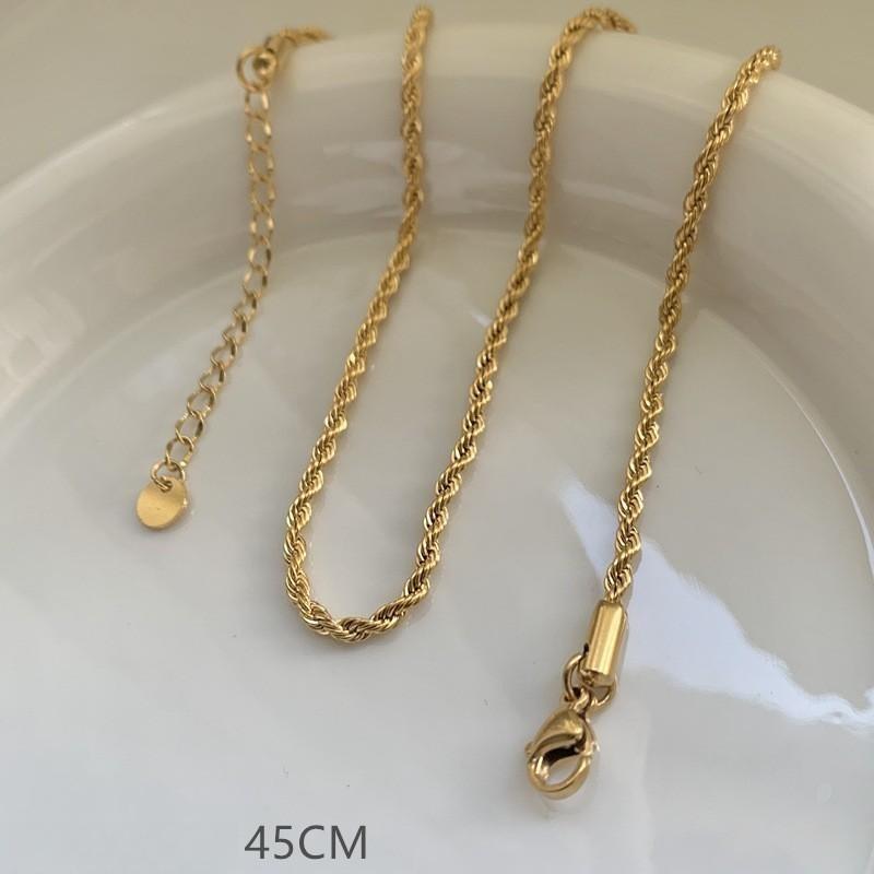 Stainless Steel Gold Plated Chain Necklaces | Dainty Figaro Link Twist Chain Chokers | Waterproof Hypoallergenic Jewelry for Wom