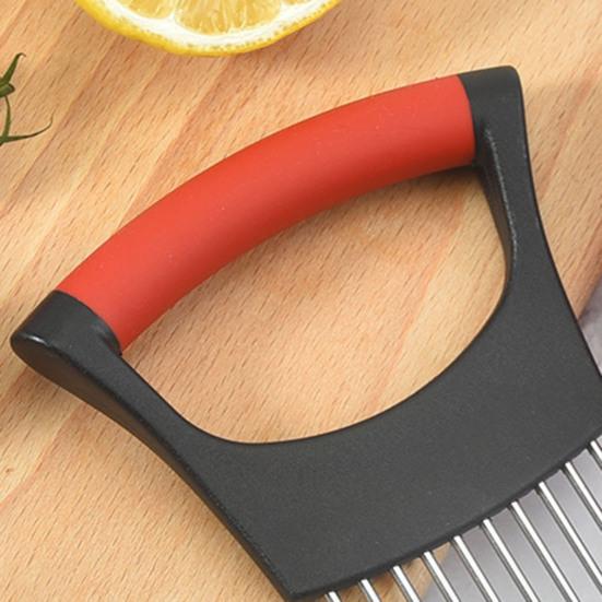 Stainless Steel Onion Holder & Slicer with 10 Prongs Hands-Free Vegetable Slicer for Onions Tomatoes Lemons Meat Kitchen Cutting Tool