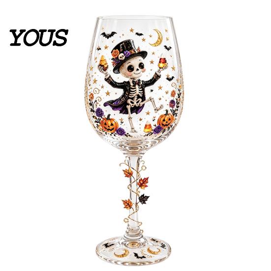 Regalo Tematico per Compleanni Halloween Bicchiere da Vino, Gatto Fantasma Spettrale Strega Zucca Bicchiere da Bevanda Accessori Unici per Home Bar Vini, Cocktail,