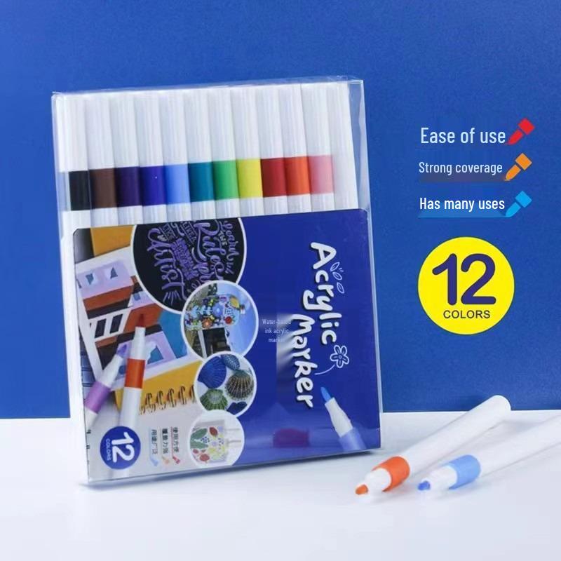 Children's Acrylic Watercolor Marker Set - Waterproof, Opaque, Overlapping Colors in Gift Box