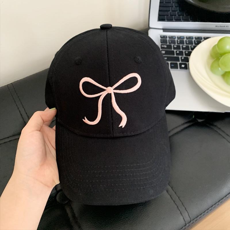 Bow baseball cap women's new summer face small sunshade sun protection soft top cap tide