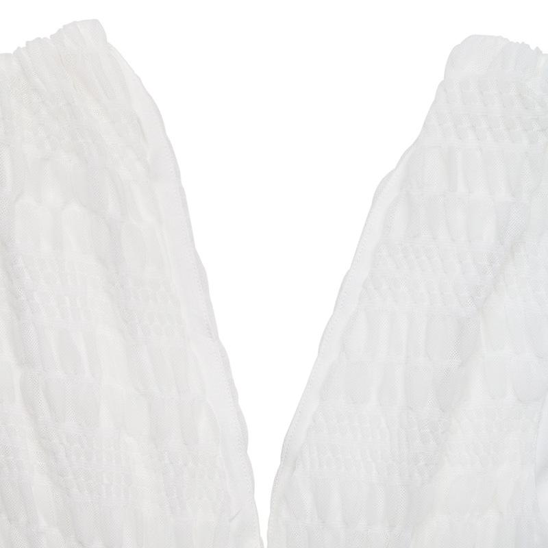 2026 Fresh Summer White Textured Resort Sleeveless V-neck Dress