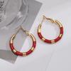 Fashion European and American Titanium Steel Round Earrings Light Luxury Enamel Oil Drop Earrings High Sense Niche Dopamine Earrings