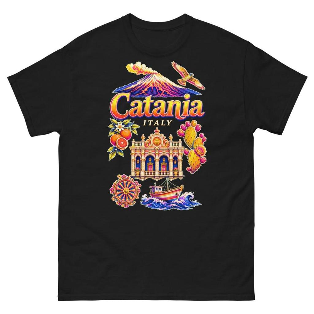Catania Italy Souvenir T-Shirt, Volcano Sicily Travel Tee, Unisex Vacation Keepsake Shirt