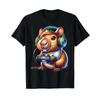 Capybara Funny Video Games Gamer Gaming T Shirt Black S Vintage Streetwear Graphic Unisex Casual Stretched Slightly
